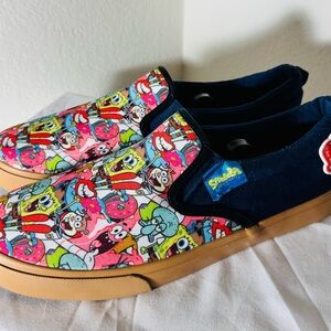 Mens Slip-On Shoes - Colorful Spongebob Design